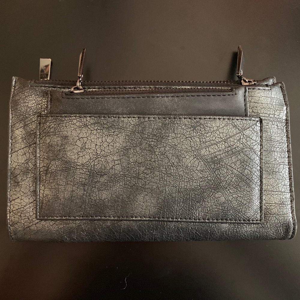 Black Metallic Distressed Wallet